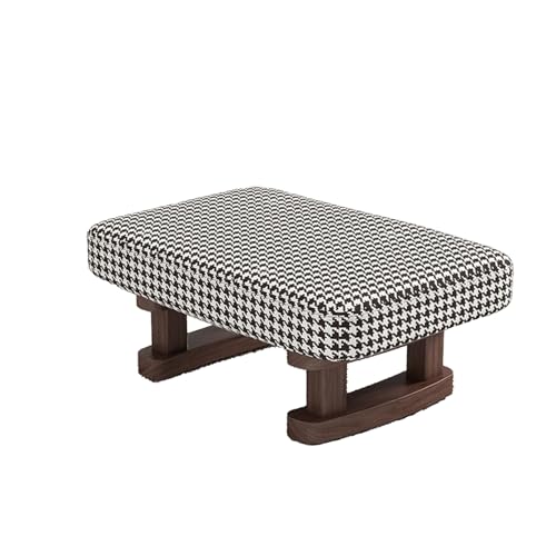 DGHNBMGNG Kleiner rechteckiger Fußhocker aus Stoff aus Holz mit Holzbeinen und rutschfesten Kissen, moderner Tritthocker, geeignet for Sofa, Schreibtisch, Büro, Wohnzimmer,(Black) von DGHNBMGNG