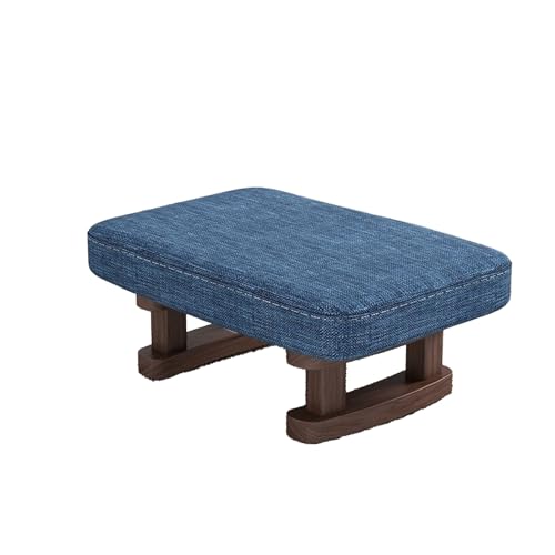 DGHNBMGNG Kleiner rechteckiger Fußhocker aus Stoff aus Holz mit Holzbeinen und rutschfesten Kissen, moderner Tritthocker, geeignet for Sofa, Schreibtisch, Büro, Wohnzimmer,(Blue) von DGHNBMGNG