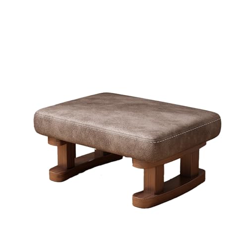 DGHNBMGNG Kleiner rechteckiger Fußhocker aus Stoff aus Holz mit Holzbeinen und rutschfesten Kissen, moderner Tritthocker, geeignet for Sofa, Schreibtisch, Büro, Wohnzimmer,(Brown) von DGHNBMGNG