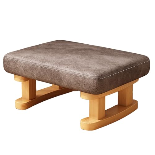 DGHNBMGNG Kleiner rechteckiger Fußhocker aus Stoff aus Holz mit Holzbeinen und rutschfesten Kissen, moderner Tritthocker, geeignet for Sofa, Schreibtisch, Büro, Wohnzimmer,(Brown 1) von DGHNBMGNG