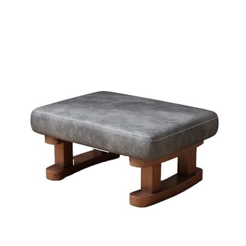 DGHNBMGNG Kleiner rechteckiger Fußhocker aus Stoff aus Holz mit Holzbeinen und rutschfesten Kissen, moderner Tritthocker, geeignet for Sofa, Schreibtisch, Büro, Wohnzimmer,(Gray1) von DGHNBMGNG