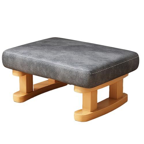 DGHNBMGNG Kleiner rechteckiger Fußhocker aus Stoff aus Holz mit Holzbeinen und rutschfesten Kissen, moderner Tritthocker, geeignet for Sofa, Schreibtisch, Büro, Wohnzimmer,(Gray2) von DGHNBMGNG