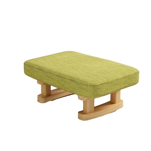 DGHNBMGNG Kleiner rechteckiger Fußhocker aus Stoff aus Holz mit Holzbeinen und rutschfesten Kissen, moderner Tritthocker, geeignet for Sofa, Schreibtisch, Büro, Wohnzimmer,(Green1) von DGHNBMGNG