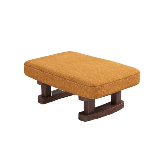 DGHNBMGNG Kleiner rechteckiger Fußhocker aus Stoff aus Holz mit Holzbeinen und rutschfesten Kissen, moderner Tritthocker, geeignet for Sofa, Schreibtisch, Büro, Wohnzimmer,(Orange1) von DGHNBMGNG