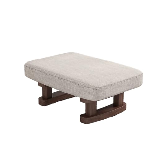 DGHNBMGNG Kleiner rechteckiger Fußhocker aus Stoff aus Holz mit Holzbeinen und rutschfesten Kissen, moderner Tritthocker, geeignet for Sofa, Schreibtisch, Büro, Wohnzimmer,(White) von DGHNBMGNG