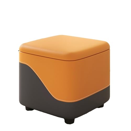 DGHNBMGNG Lederkissenbank mit Stauraum fürs Schlafzimmer, Fußhocker mit versteckter Aufbewahrungsbox for Wohnzimmer, Schlafzimmer, Wohnheim, gepolsterter Sitz(Black) von DGHNBMGNG