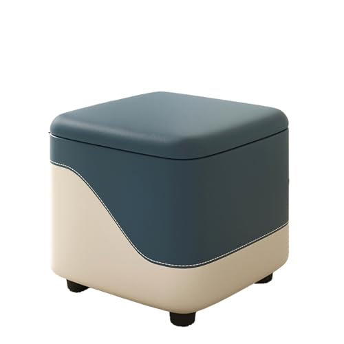 DGHNBMGNG Lederkissenbank mit Stauraum fürs Schlafzimmer, Fußhocker mit versteckter Aufbewahrungsbox for Wohnzimmer, Schlafzimmer, Wohnheim, gepolsterter Sitz(Blue) von DGHNBMGNG