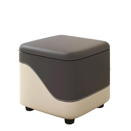 DGHNBMGNG Lederkissenbank mit Stauraum fürs Schlafzimmer, Fußhocker mit versteckter Aufbewahrungsbox for Wohnzimmer, Schlafzimmer, Wohnheim, gepolsterter Sitz(Gray) von DGHNBMGNG