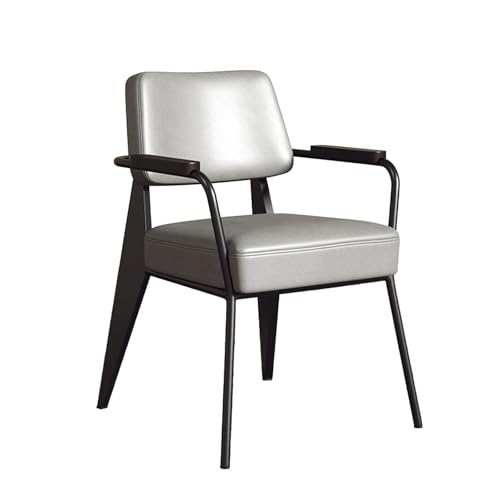 DGHNBMGNG Ledersessel, Dekor, Mid-Century Modern Küche Esszimmer, Gebogene Rückenlehne gepolstert Bürostuhl Esszimmerstuhl mit Metallbeinen(Gray) von DGHNBMGNG