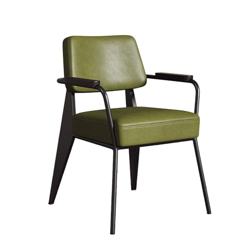 DGHNBMGNG Ledersessel, Dekor, Mid-Century Modern Küche Esszimmer, Gebogene Rückenlehne gepolstert Bürostuhl Esszimmerstuhl mit Metallbeinen(Green) von DGHNBMGNG