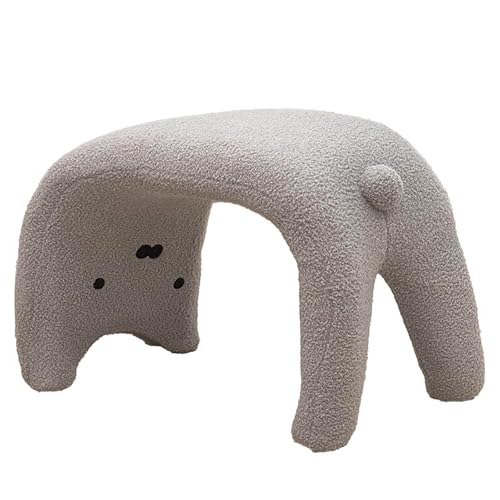 DGHNBMGNG Leichter, luxuriöser Modehocker, moderner Stuhl for den Eingangsbereich von Häusern und Geschäften, Sofa-Fußhocker, plüschiger Frisiertisch, Fußhocker for Schlafzimmer und Wohnzimmer.(Gray) von DGHNBMGNG