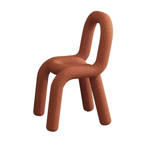 DGHNBMGNG Moderner, farbenfroher Esszimmerstuhl, einfache, plüschige Wohnzimmer-Seitenstühle, Keine Armlehnen und niedrige Rückenlehne, geeignet for Schlafzimmer, Büro, Esszimmer, Restaurant(Brown) von DGHNBMGNG