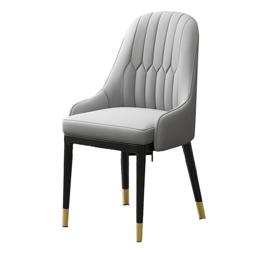 DGHNBMGNG Moderner Esszimmerstuhl aus Leder mit Armlehnen aus der Mitte des Jahrhunderts, Ohrensessel mit gepolsterter Sitzfläche und Metallbeinen for Wohnzimmer, Schlafzimmer und Küche(Gray) von DGHNBMGNG