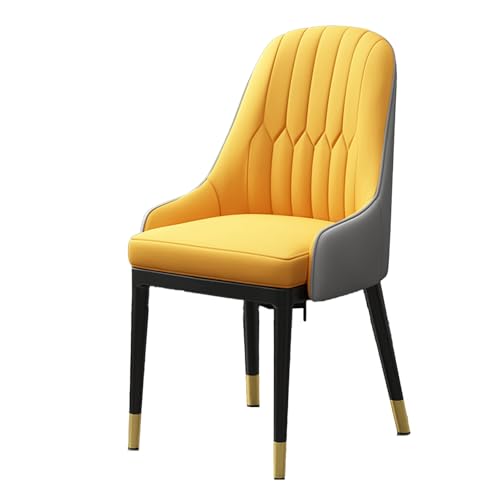 DGHNBMGNG Moderner Esszimmerstuhl aus Leder mit Armlehnen aus der Mitte des Jahrhunderts, Ohrensessel mit gepolsterter Sitzfläche und Metallbeinen for Wohnzimmer, Schlafzimmer und Küche(Yellow) von DGHNBMGNG