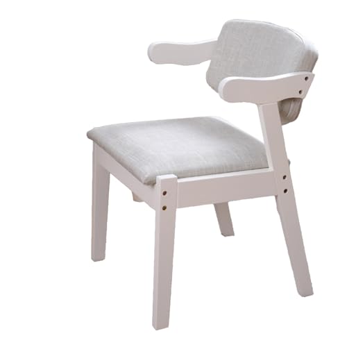 DGHNBMGNG Moderner Esszimmerstuhl aus der Mitte des Jahrhunderts, gepolsterter Stoff-Dekostuhl for Wohnzimmer, Küche, mit Beinen aus Massivholz, geeignet for Zuhause und Restaurant(White) von DGHNBMGNG