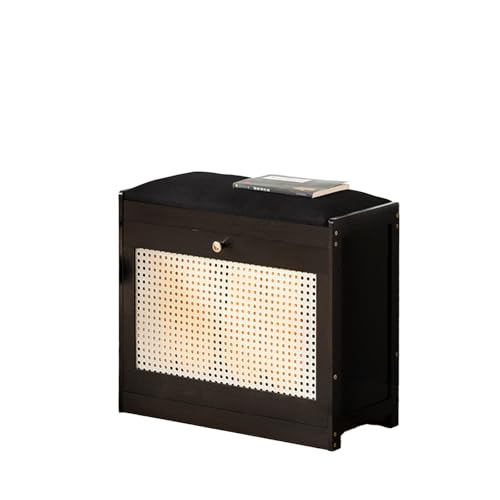 DGHNBMGNG Moderner High-End-Leicht-Luxus-Schuhhocker, multifunktionaler Fußhocker, geeignet for Wohnzimmer, Schlafzimmer, Eingang und Büro(Black,Small) von DGHNBMGNG
