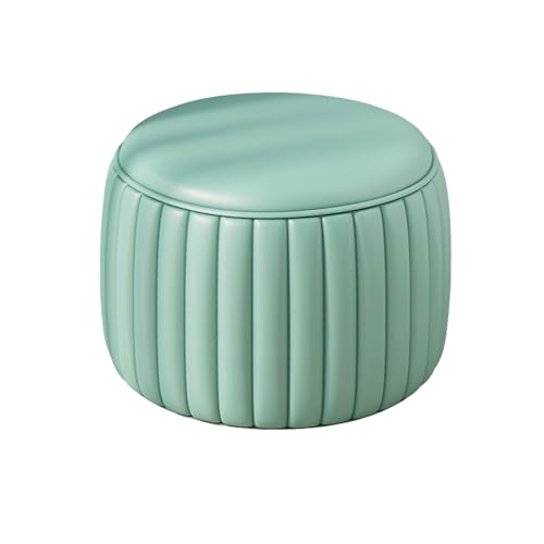 DGHNBMGNG Modischer, Schlichter Kleiner Fußhocker, Leder-Fußhocker, moderner runder Hocker for Wohnzimmer und Schlafzimmer mit gepolsterter Sitzfläche(Green,Medium) von DGHNBMGNG