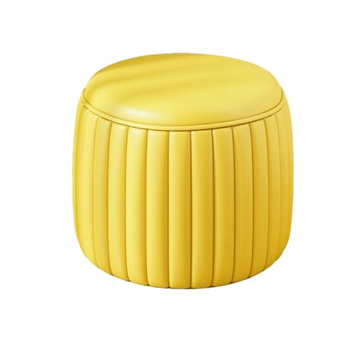 DGHNBMGNG Modischer, Schlichter Kleiner Fußhocker, Leder-Fußhocker, moderner runder Hocker for Wohnzimmer und Schlafzimmer mit gepolsterter Sitzfläche(Yellow,Large) von DGHNBMGNG