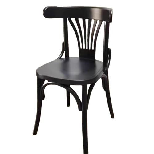 DGHNBMGNG Modischer, einfacher Retro-Esszimmerstuhl aus Holz, Esszimmerstühle aus amerikanischem Landhausstil mit Zaunlehne, geeignet for Cafés, Musikrestaurants(Black) von DGHNBMGNG