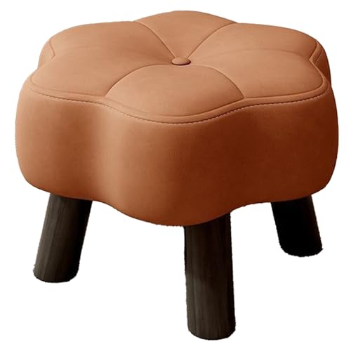 DGHNBMGNG Modischer Fußhocker aus Leder mit Blumenmuster, bequemer, moderner, verspielter Kleiner Sitzhocker, geeignet for Schlafzimmer, Schlafsaal, Sofa und Heimdekoration(Brown,Large) von DGHNBMGNG