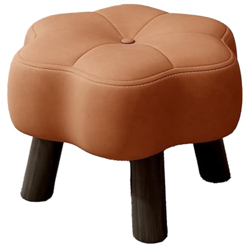 DGHNBMGNG Modischer Fußhocker aus Leder mit Blumenmuster, bequemer, moderner, verspielter Kleiner Sitzhocker, geeignet for Schlafzimmer, Schlafsaal, Sofa und Heimdekoration(Brown,Small) von DGHNBMGNG
