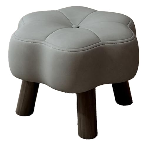 DGHNBMGNG Modischer Fußhocker aus Leder mit Blumenmuster, bequemer, moderner, verspielter Kleiner Sitzhocker, geeignet for Schlafzimmer, Schlafsaal, Sofa und Heimdekoration(Gray,Large) von DGHNBMGNG