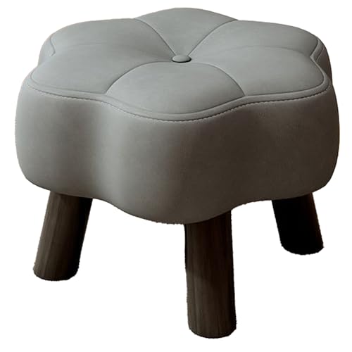 DGHNBMGNG Modischer Fußhocker aus Leder mit Blumenmuster, bequemer, moderner, verspielter Kleiner Sitzhocker, geeignet for Schlafzimmer, Schlafsaal, Sofa und Heimdekoration(Gray,Small) von DGHNBMGNG