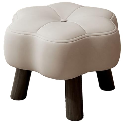 DGHNBMGNG Modischer Fußhocker aus Leder mit Blumenmuster, bequemer, moderner, verspielter Kleiner Sitzhocker, geeignet for Schlafzimmer, Schlafsaal, Sofa und Heimdekoration(Gray1,Small) von DGHNBMGNG