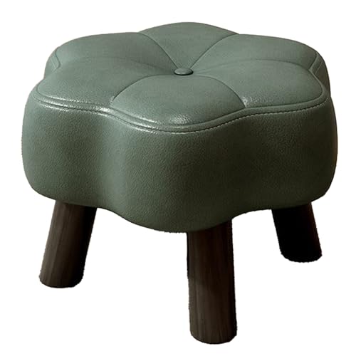 DGHNBMGNG Modischer Fußhocker aus Leder mit Blumenmuster, bequemer, moderner, verspielter Kleiner Sitzhocker, geeignet for Schlafzimmer, Schlafsaal, Sofa und Heimdekoration(Green,Large) von DGHNBMGNG