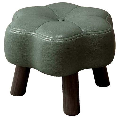 DGHNBMGNG Modischer Fußhocker aus Leder mit Blumenmuster, bequemer, moderner, verspielter Kleiner Sitzhocker, geeignet for Schlafzimmer, Schlafsaal, Sofa und Heimdekoration(Green,Small) von DGHNBMGNG