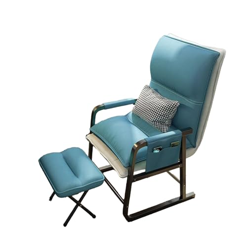 DGHNBMGNG Multifunktionaler Freizeit-Klappstuhl, Sofastühle mit Armlehnen und Fußhocker mit bequemer Rückenlehne, geeignet for Schlafzimmer, Büro, Wohnzimmer, Arbeitszimmer(Blue) von DGHNBMGNG