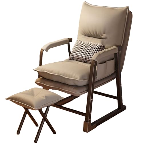 DGHNBMGNG Multifunktionaler Freizeit-Klappstuhl, Sofastühle mit Armlehnen und Fußhocker mit bequemer Rückenlehne, geeignet for Schlafzimmer, Büro, Wohnzimmer, Arbeitszimmer(Gray) von DGHNBMGNG
