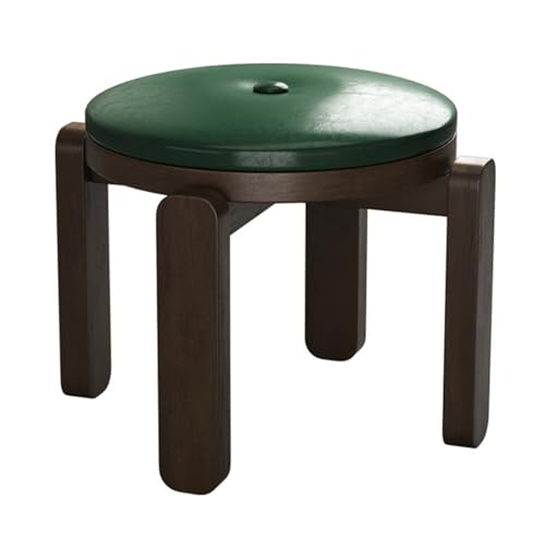 DGHNBMGNG Niedriger Hocker aus Holz mit Kissen, Sofa-Fußhocker aus Leder, Wohnzimmer, Schlafzimmer, rund, quadratisch(Small) von DGHNBMGNG