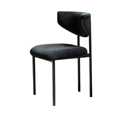 DGHNBMGNG Plüschgepolsterte Esszimmerstühle, 2er-Set, dekorative Sitzgelegenheiten for Empfangsraum, Wohnzimmer, Arbeitszimmer(Black) von DGHNBMGNG