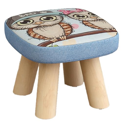 DGHNBMGNG Quadratischer gepolsterter Schuhwechsel-Fußhocker mit dicken Holzbeinen, Sofahocker, leicht zu zerlegen und zu pflegen, Eingangskissen, geeignet for Wohnzimmer, Eingang, Schlafzimmer(Blue1) von DGHNBMGNG