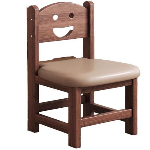 DGHNBMGNG Retro Massivholz Wohnzimmer Kinderstuhl mit Rückenlehne, einfacher quadratischer Hocker, geeignet for Wohnzimmer, Esszimmer, Büro, Arbeitszimmer(Brown) von DGHNBMGNG