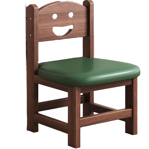 DGHNBMGNG Retro Massivholz Wohnzimmer Kinderstuhl mit Rückenlehne, einfacher quadratischer Hocker, geeignet for Wohnzimmer, Esszimmer, Büro, Arbeitszimmer(Green) von DGHNBMGNG