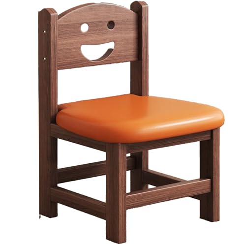 DGHNBMGNG Retro Massivholz Wohnzimmer Kinderstuhl mit Rückenlehne, einfacher quadratischer Hocker, geeignet for Wohnzimmer, Esszimmer, Büro, Arbeitszimmer(Orange) von DGHNBMGNG
