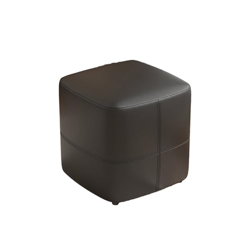 DGHNBMGNG Runder Fußhocker aus Leder, schlicht und stilvoll, kann for Schuhewechseln, Schminken oder Ausruhen verwendet Werden, geeignet for Wohnzimmer, Schlafzimmer und kleine Räume(Black) von DGHNBMGNG