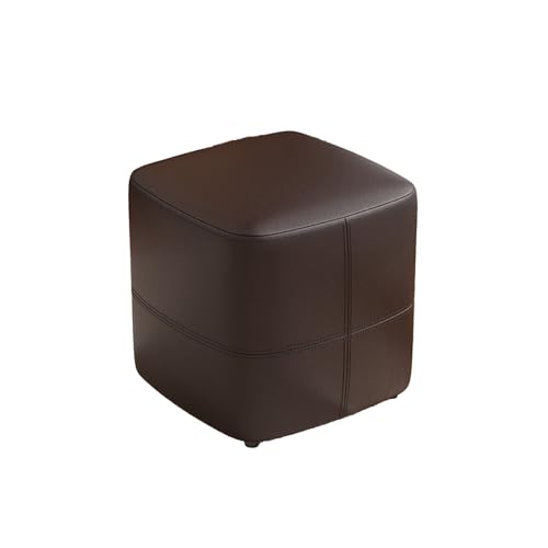 DGHNBMGNG Runder Fußhocker aus Leder, schlicht und stilvoll, kann for Schuhewechseln, Schminken oder Ausruhen verwendet Werden, geeignet for Wohnzimmer, Schlafzimmer und kleine Räume(Brown) von DGHNBMGNG
