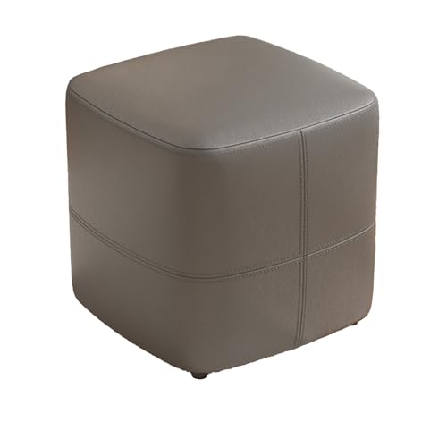 DGHNBMGNG Runder Fußhocker aus Leder, schlicht und stilvoll, kann for Schuhewechseln, Schminken oder Ausruhen verwendet Werden, geeignet for Wohnzimmer, Schlafzimmer und kleine Räume(Gray) von DGHNBMGNG