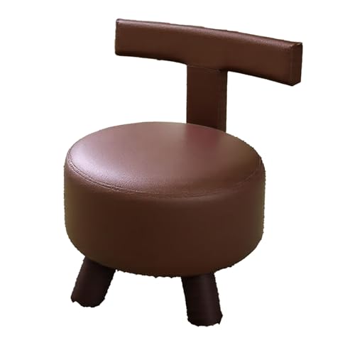 DGHNBMGNG Runder Sofa-Fußhocker aus Kunstleder, einfacher gepolsterter Kleiner Wohnzimmer-Fußhocker mit rutschfesten Gummifüßen, geeignet for Wohnzimmer, Schlafzimmer, Küche usw.(Brown,Large) von DGHNBMGNG
