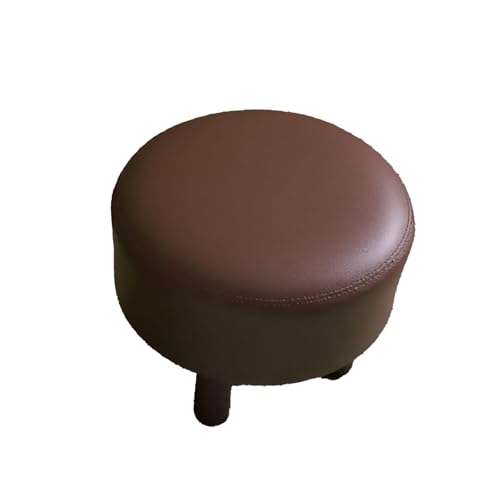 DGHNBMGNG Runder Sofa-Fußhocker aus Kunstleder, einfacher gepolsterter Kleiner Wohnzimmer-Fußhocker mit rutschfesten Gummifüßen, geeignet for Wohnzimmer, Schlafzimmer, Küche usw.(Brown,Small) von DGHNBMGNG
