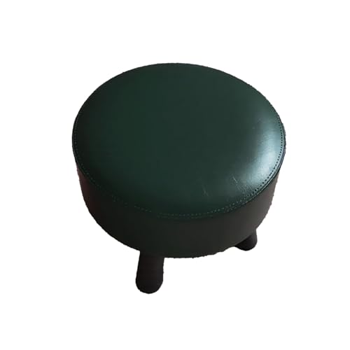 DGHNBMGNG Runder Sofa-Fußhocker aus Kunstleder, einfacher gepolsterter Kleiner Wohnzimmer-Fußhocker mit rutschfesten Gummifüßen, geeignet for Wohnzimmer, Schlafzimmer, Küche usw.(Green,Small) von DGHNBMGNG