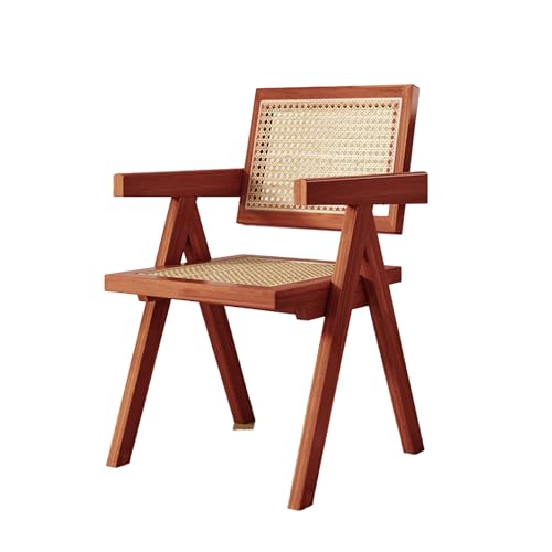 DGHNBMGNG Schlichter, stilvoller Vintage-Rattan-Dekostuhl, Mid-Century Modern-Stil, bequem, Outdoor-Stühle mit Armlehnen, geeignet for Schlafzimmer, Wohnzimmer, Lesezimmer(Brown) von DGHNBMGNG