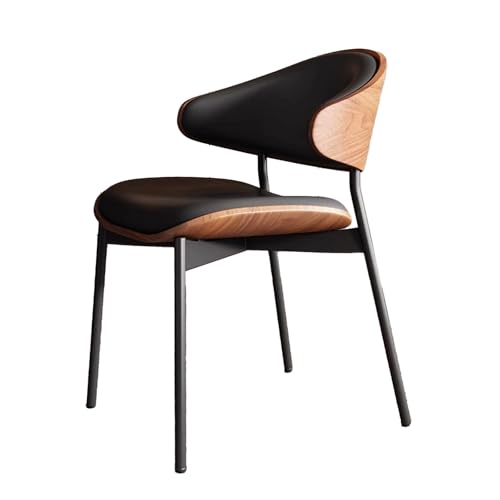 DGHNBMGNG Schlichter stilvoller moderner Esszimmerstuhl, Beistellstühle mit Metallrahmen, Gebogene offene Rückenlehne, geeignet for Wohnzimmer, Esszimmer, Schlafzimmer(Black) von DGHNBMGNG