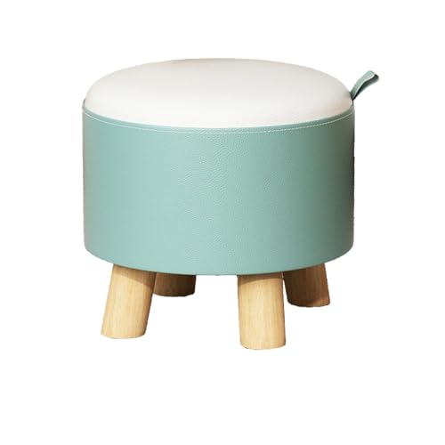 DGHNBMGNG Schlichter und stilvoller runder Kleiner Hocker, Schuhhocker mit Holzbeinen, geeignet for Moderne Wohnzimmer, Restaurants, Buchhandlungen, Eingangsbereiche(Green) von DGHNBMGNG