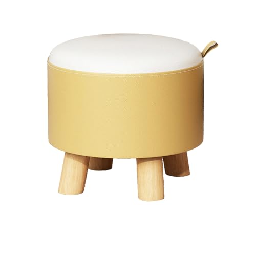 DGHNBMGNG Schlichter und stilvoller runder Kleiner Hocker, Schuhhocker mit Holzbeinen, geeignet for Moderne Wohnzimmer, Restaurants, Buchhandlungen, Eingangsbereiche(Yellow) von DGHNBMGNG