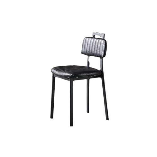 DGHNBMGNG Stilvoller Vintage-Esszimmerstuhl, Moderne Esszimmerstühle aus Leder aus der Mitte des Jahrhunderts mit Bugholzrückenlehne und Polsterung, ohne Armlehnen, mit Metallbeinen(Black) von DGHNBMGNG