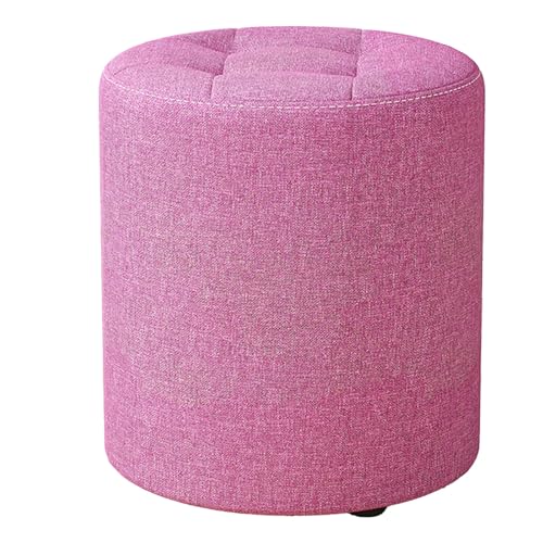 DGHNBMGNG Stilvoller und einfacher, runder Fußhocker mit großer gepolsterter Sitzfläche, geeignet for Eingangsbereich, Flur, Wohnzimmer, Schlafzimmer, Frisiertisch aus Holz(Pink) von DGHNBMGNG